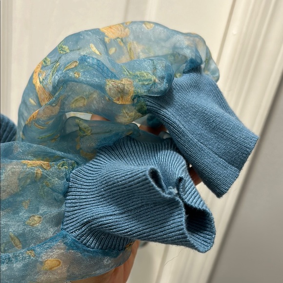 Sioni Blue Women's Top with Sheer Sleeves - Picture 4 of 4